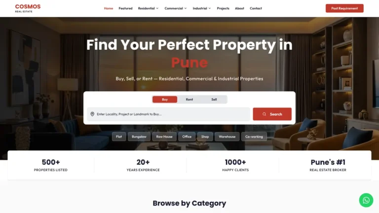 COSMOS REAL ESTATE website screenshot