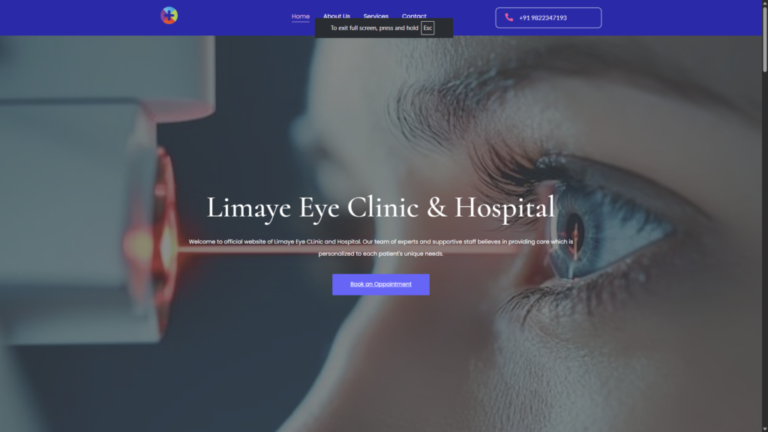 LIMAYE EYE CARE website screenshot