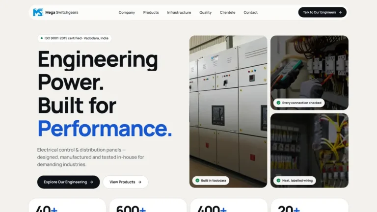 MEGA SWITCHGEARS website screenshot