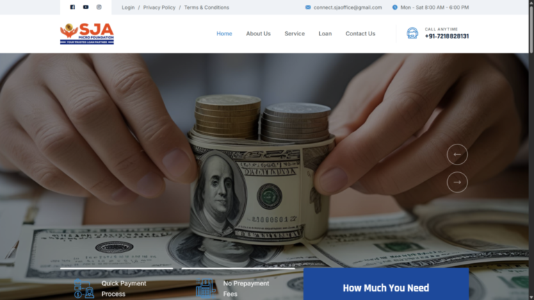 SJA MICRO FINANCE website screenshot